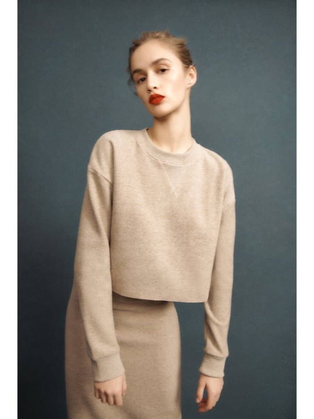 Zara Womens Sweater Light Camel Soft Round Neck Long Sleeve Sweatshirt Medium